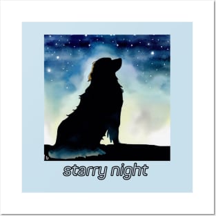 Starry Night Golden Retriever Posters and Art